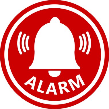 Beyaz arkaplanda alarm simgesi. Alarm işareti. düz biçim.