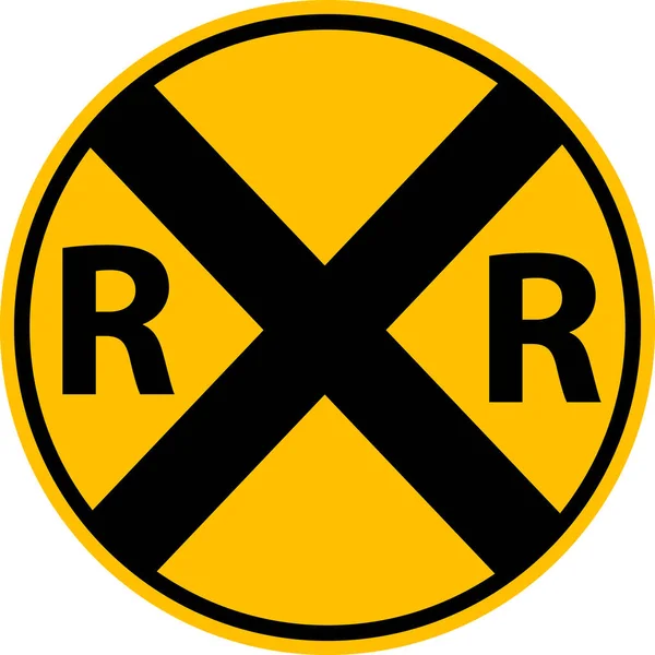 白い背景に鉄道警告アイコン 鉄道警告記号 黄色のレールサイン 米国の鉄道フラットスタイル — ストックベクタ