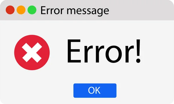 Error Message Computer Window Alert Popup System Error Sign Window — Stock Vector