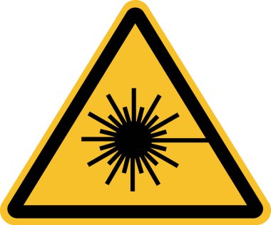 Beyaz arka planda lazer tehlike ikonu. Lazer sembolü Lazer radyasyon tehlike tehlikesi uyarısı. düz biçim. 