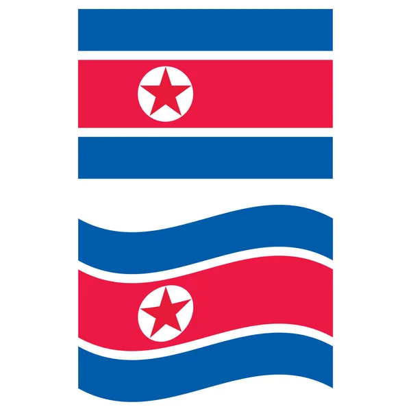 Drapeau Corée Nord Drapeau Corée Nord Sur Fond Blanc Style — Image vectorielle