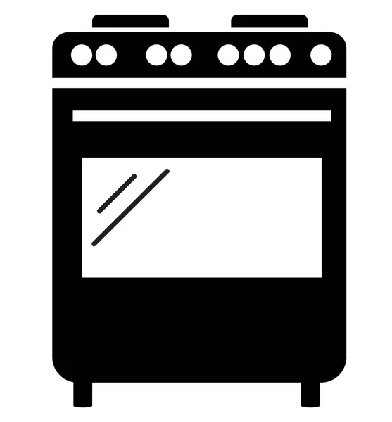 煤气炉图标 厨房用具标志 炊具符号 扁平风格 — 图库矢量图片