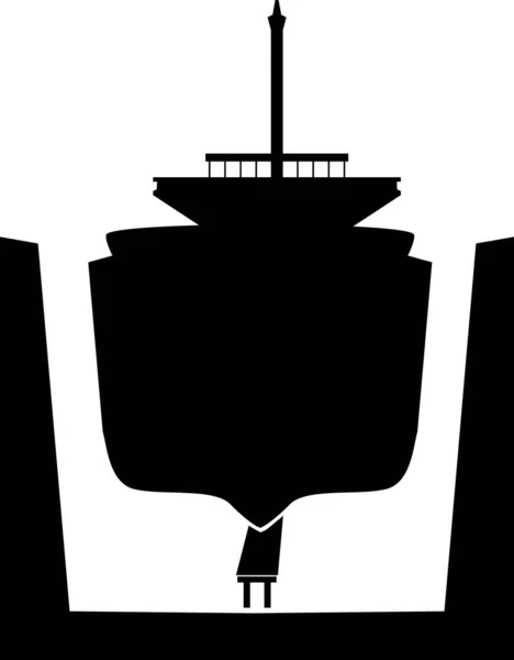 Корабль Сухом Доке Значок Знак Обогрева Пола Плоский Стиль — стоковый вектор
