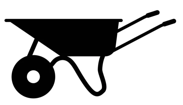 Schubkarrensymbol Landwirtschaft Wagenrad Cartoon Farm Zeichen Für Gartengeräte Flacher Stil — Stockvektor