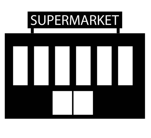 超市图标 超市的外部标志 商店和市场的标志 扁平风格 — 图库矢量图片