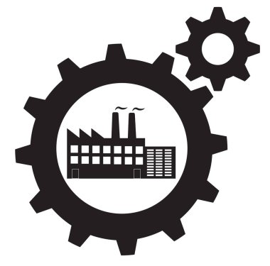 Sanayi simgesi. Endüstriyel tesis. Alışveriş merkezi sembolü. Fabrika logosu. düz biçim.