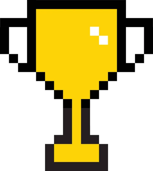 高脚杯像素图标 获奖者的奖杯标志 像素艺术高脚杯黄色符号 扁平风格 — 图库矢量图片