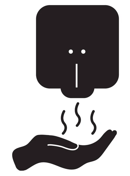 干燥机图标 手握烘干机下的手势 手动烘干机符号 扁平风格 — 图库矢量图片