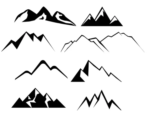 Dağların Simgesi Volkan Işareti Zirve Sembolü Tepe Logosu Dağ Logosu — Stok Vektör