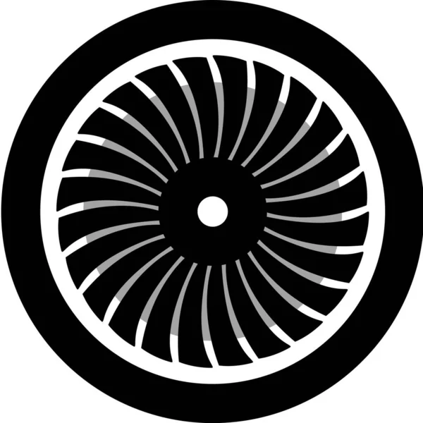 飞机修理电机图标 飞机涡轮标志 航空符号 航空业概念 扁平风格 — 图库矢量图片