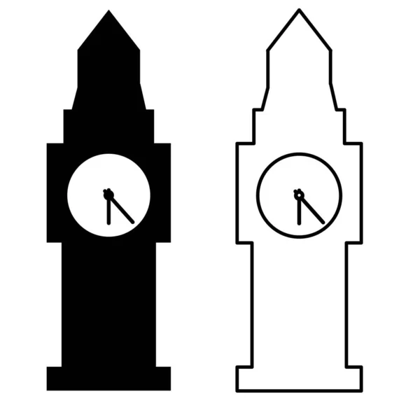 Icône Tour Horloge Sur Fond Blanc Grand Panneau Ben Tower — Image vectorielle