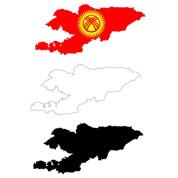 Карта Кыргызстана Белом Фоне Карта Кыргызстана Векторная Карта Кыргызстана Флагом — стоковый вектор