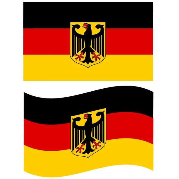 带着鹰的德国国旗德国国旗 飘扬的德国国旗 扁平风格 — 图库矢量图片