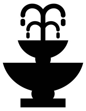 Çeşme siyah simgesi. Su Çeşmesi tabelası. düz biçim.