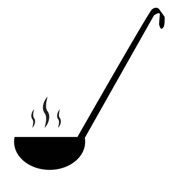 Icône Louche Cuisine Signe Poche Soupe Style Plat — Image vectorielle