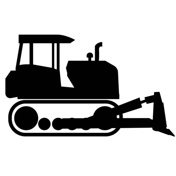 Icône Tracteur Sur Chenilles Panneau Bulldozer Symbole Chenilles Style Plat — Image vectorielle