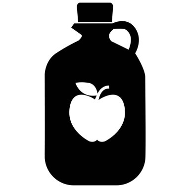 Bir sürahi ikonunda elma şarabı. Bir sürahi elma suyu işareti. Elma sirkesi sembolü. düz biçim. 