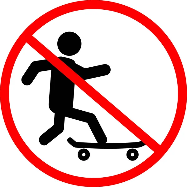 Icône Interdiction Planche Roulettes Pas Symbole Skateboard Pas Panneau Interdiction — Image vectorielle