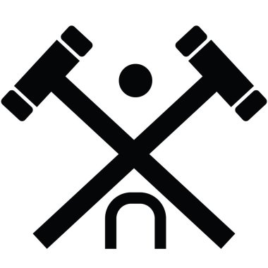 Kroket tahtası ikonu. Kriket işareti. Kriket ekipmanı sembolü. düz biçim.