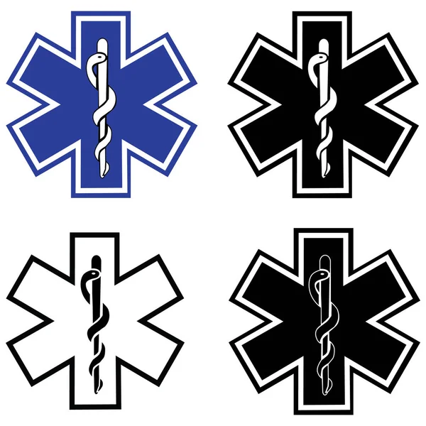Логотип Star Life Ambulance Medical Символ Скорой Помощи Значок Звезда — стоковый вектор