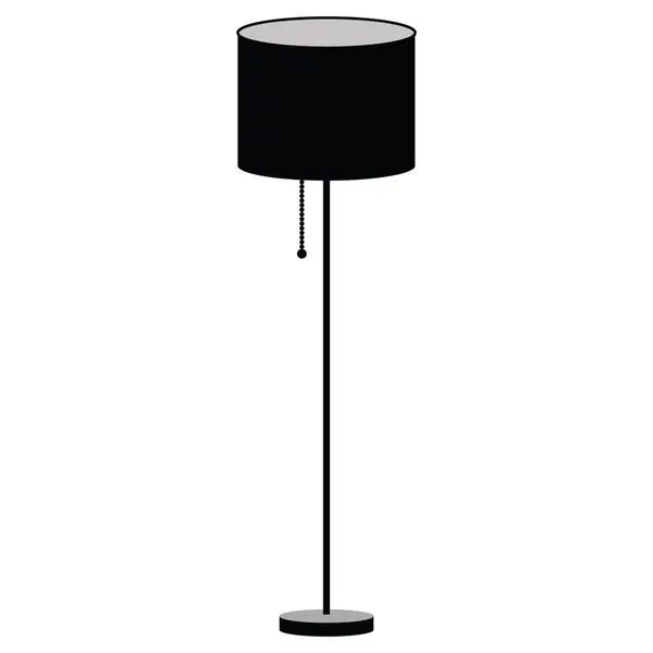 Svart Stående Lampa Ikon Skylt Med Golvlampa Modern Lamp Symbol — Stock vektor
