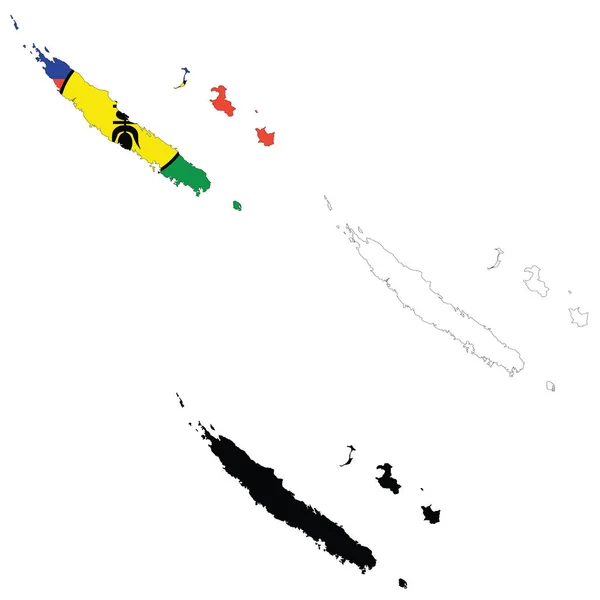 New Caledonia Map Icon New Caledonia Clipart New Caledonia Flag — Stock Vector