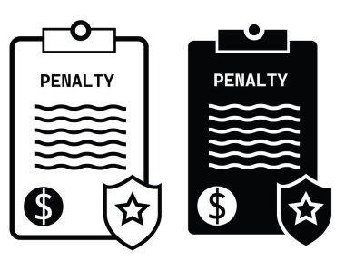 penalty document icon. penalty outline sign. line black penalty symbol. flat style. clipart