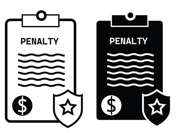 Penalty Document Icon Penalty Outline Sign Line Black Penalty Symbol — Stock Vector