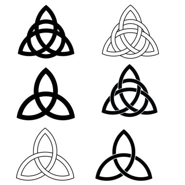 Triquetra sembolü Kelt Üçlemesi düğümü. Triquetra Kelt düğüm simgesi. Kelt düğümü sembolü. Üçlemeci işareti. düz biçim.