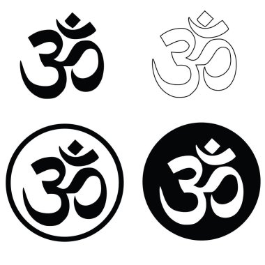 Om simgesi. Om işareti. Hinduizm sembolü. düz biçim.