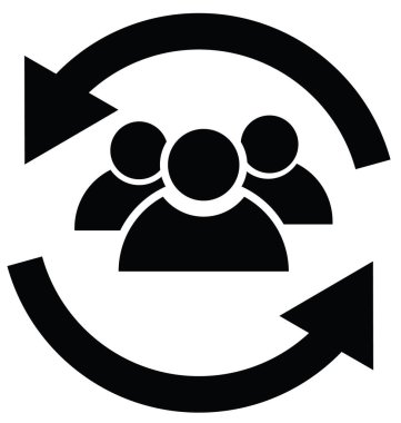 Kullanıcı personeli döndürme simgesi. Müşteri Saklama Sembolü. Müşteri tabelası. Müşteri ilişkileri yönetim logosu. düz biçim.