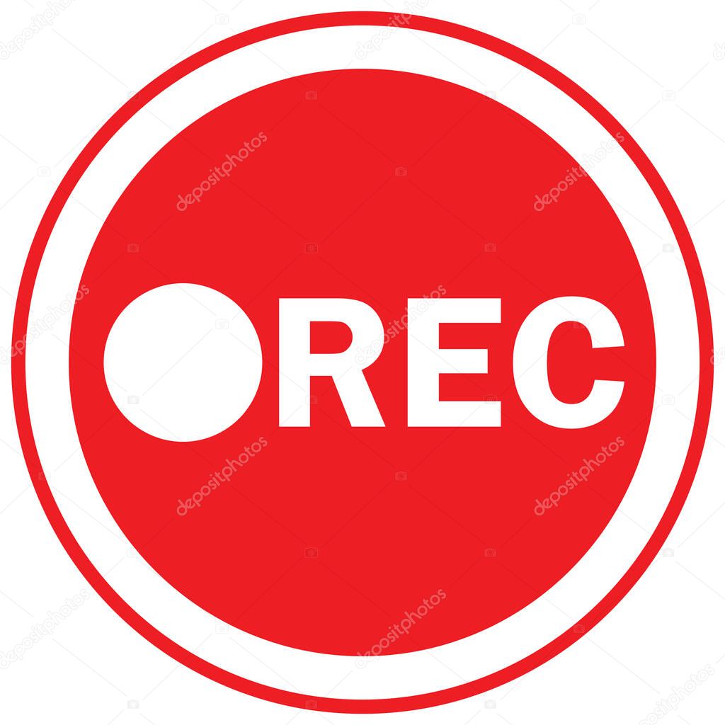 Rec button icon. Video recording button concept. Red Rec button symbol. flat style.