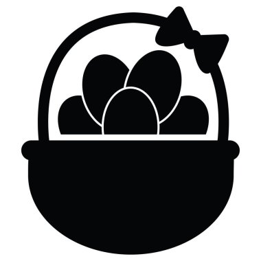 Paskalya Yumurta Sepeti ikonu. Kutlama ve tatil tabelası. Sepet yumurta Paskalya kutlaması sembolü. düz biçim.