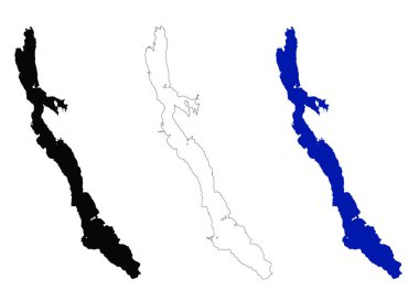 Long Lake ikonu. Long Lake Maine Harita tabelası. Uzun Göl Hattı. düz biçim.