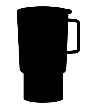 Seyahat sabıkası ikonu. Termo bardak işareti. Sıcak içecek sembolü için modern termoslar. düz biçim.