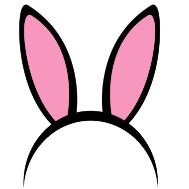 Paskalya tavşanı kulaklı maske ikonu. Tavşan kulağı yay şapkası işareti. Tavşan Kulak sembolü. Tavşan kulağı logosu. düz biçim.