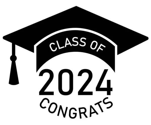 2024 Afgestudeerde Klasse Icoon Klasse Van 2024 Bord Gefeliciteerd Graduation — Stockvector