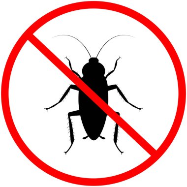 Cockroach anti bug insect sign.  Stop insects icon. Fumigation cockroach control symbol. Anti cockroach logo. flat style.