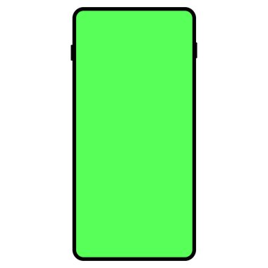 Beyaz arka planda yeşil ekranlı akıllı telefon. Dikey yeşil ekranlı cep telefonu. Yeşil ile Akıllı Telefonu Aç.