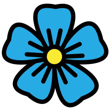 Flax Flower ikonu. Çamaşır tabelası. Keten tohumu sembolü. düz biçim.