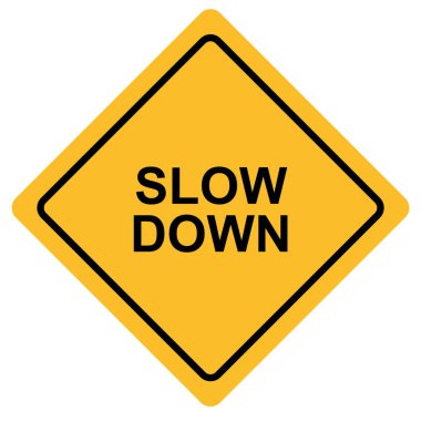 Yavaş ikon. Yavaşla işareti. Sarı yol sembolünü yavaşlat. düz biçim.