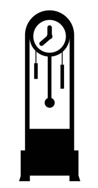Büyükbaba saat simgesi. Ev dekorasyonu büyükbaba saat tabelası. Antika saat sembolü. düz biçim.