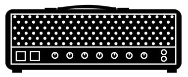 Gitar yükseltici kafa simgesi. Gitar amfisi baş işareti. Gitar tüpü yükseltici kafa sembolü. düz biçim.