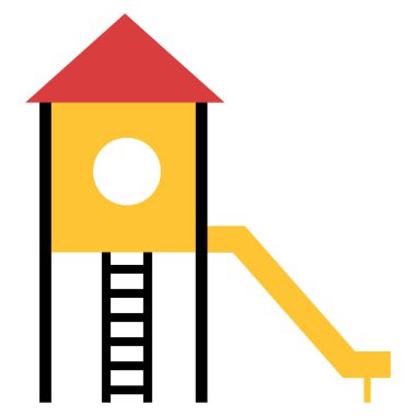 Oyun alanı ikonu. Çocuk parkı tabelası. Çocukların oyun alanı sembolü. düz biçim.