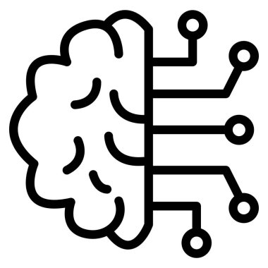 Beyin devresi simgesi. Yapay Zeka ve Yapay Zeka sembolü. düz biçim.