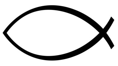 Hristiyan balık ikonu. Ichthys işareti. Dini sembol. İsa Mesih 'e inan. düz biçim.