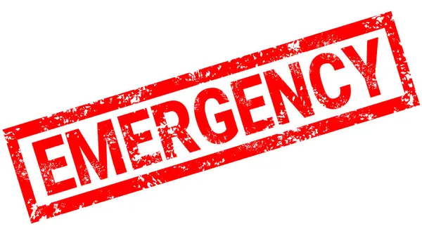 Beyaz arka planda acil kırmızı kauçuk damga. Acil durum damgası işareti. Acil durum damgası. 