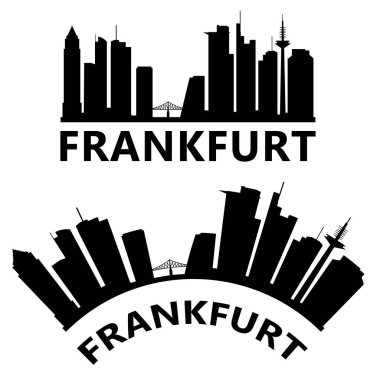 Frankfurt şehrinin silueti. Frankfurt silueti tabelası. Frankfurt peyzaj şehir tasarımı. düz biçim.