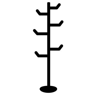 Palto standı ikonu. Tahta şapka amblemi. Şapka standı tabelası. düz biçim.
