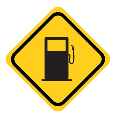 Benzin istasyonu ikonu. Benzin sembolleri pompala. Benzin istasyonu logosu. Yakıt pompası sembolü. Benzin istasyonunu gösteren bir tabela. düz biçim.